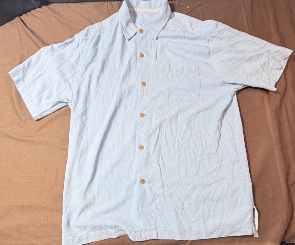 Tommy Bahama Original Fit Men's Large L/G Light Blue Short Sleeve Shirt